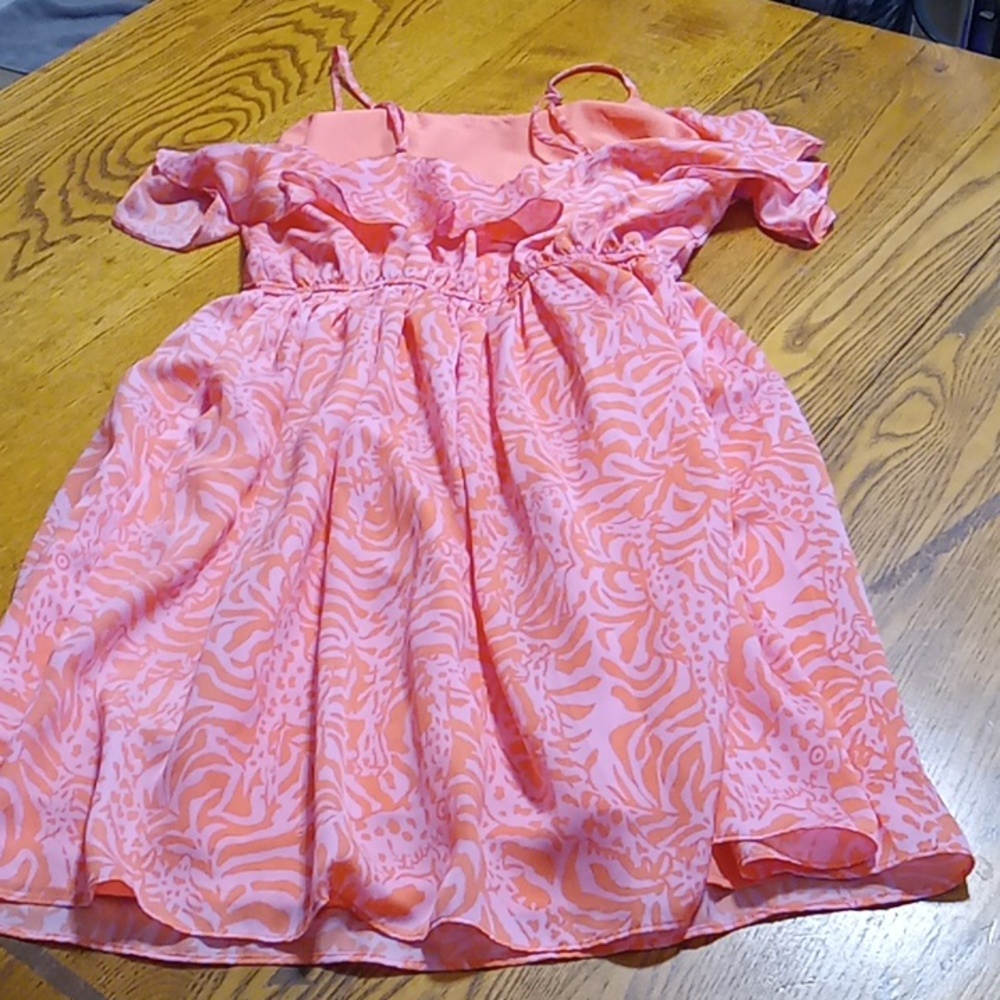 LILLY PULITZER Womens SMALL PETITE White Dress Preowned ORANGE PINK SP MINI - Picture 2 of 8